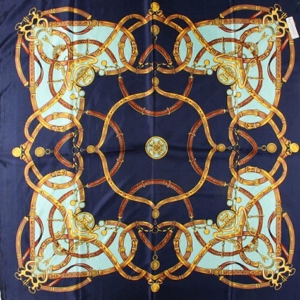 Corciova Square Stain Silk Like Hair Wrapping Scarves Night Head Scarf- 111 Navy - Picture 8 of 8